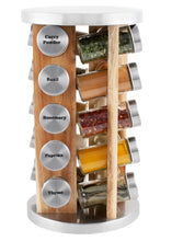 Load image into Gallery viewer, 20 Jar Spice Rack in Natural Acacia Wood with Custom Spices - My Spice Racks