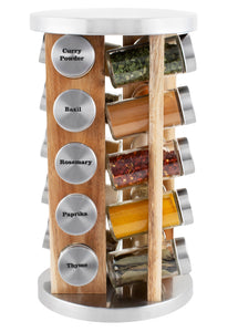 20 Jar Spice Rack in Natural Acacia Wood with Custom Spices - My Spice Racks