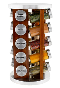 20 Jar Spice Rack in Dark Acacia Wood with Custom Spices - My Spice Racks