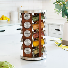 Load image into Gallery viewer, 20 Jar Spice Rack in Dark Acacia Wood with Custom Spices - My Spice Racks