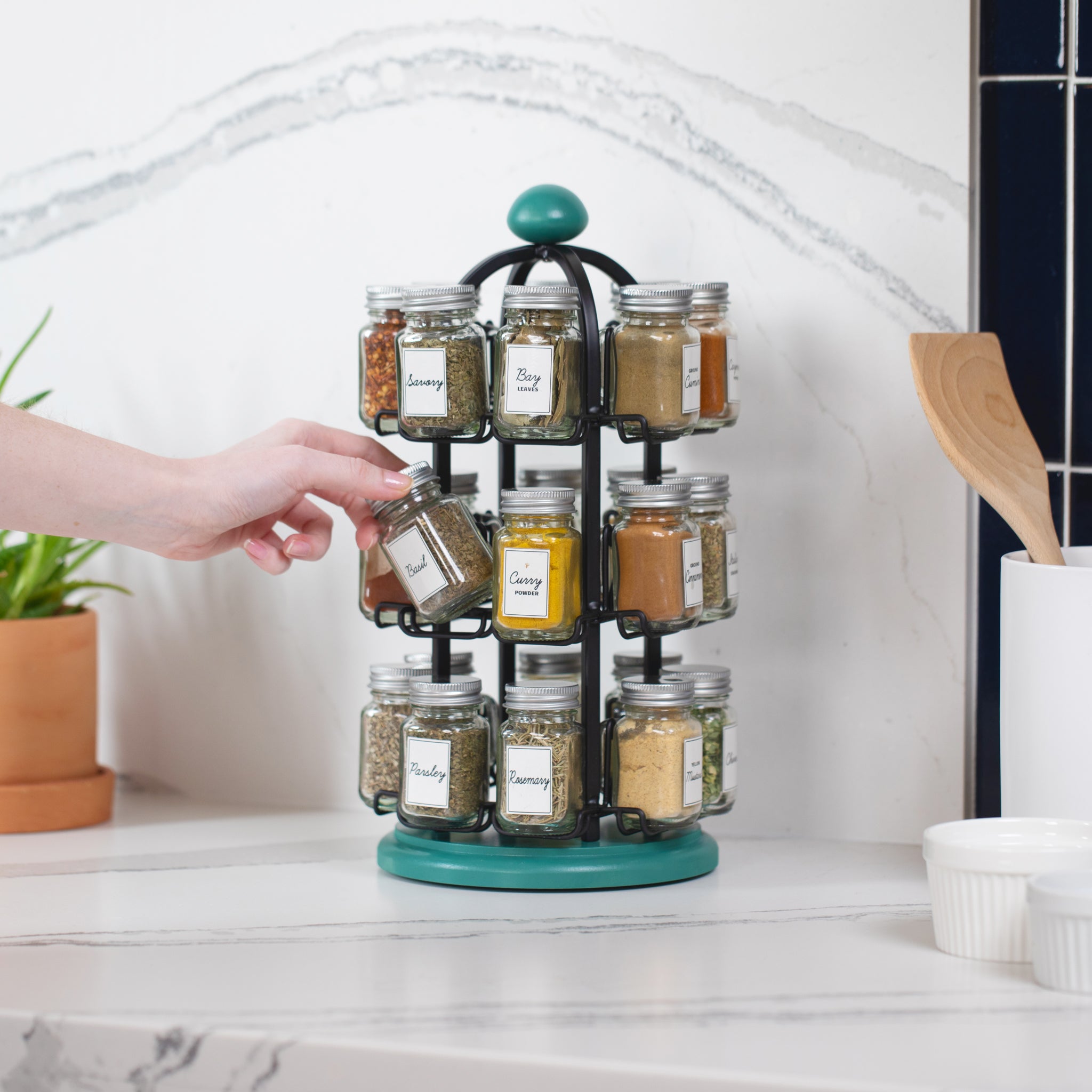 Spices Without Rack Load image into Gallery viewer, Orii Adrinova 24 Jar Revolving Tower ...