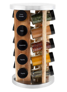 20 Jar Spice Rack in Natural Acacia Wood with Custom Spices - My Spice Racks