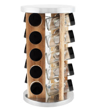 Load image into Gallery viewer, 20 Jar Spice Rack in Natural Acacia Wood -  No Spices- Black Lids - My Spice Racks