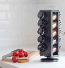 Load image into Gallery viewer, 10 Jar Rotating Spice Rack - No Spices - Black Lids