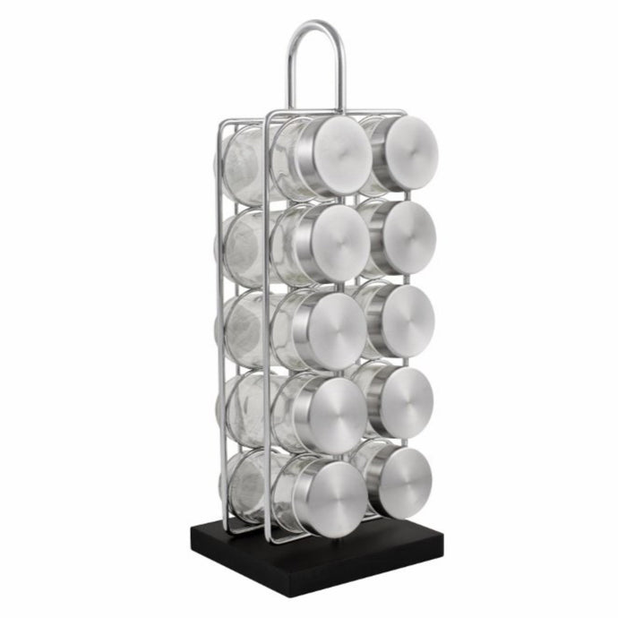 10 Jar Spice Rack - No Spices - Stainless Steel Lids - My Spice Racks