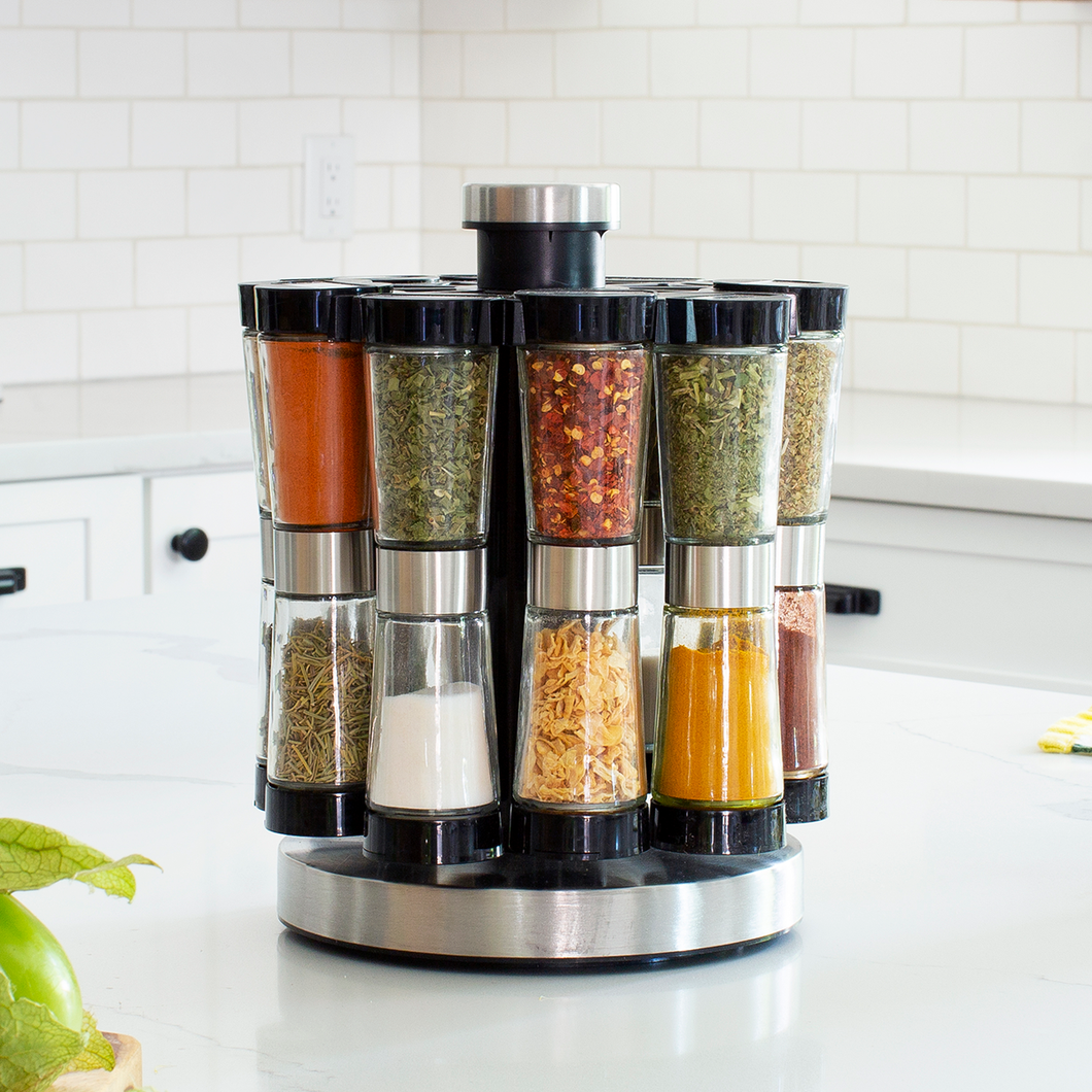 20 Jar 2 in 1 Hourglass Spice Rack with Custom Spices