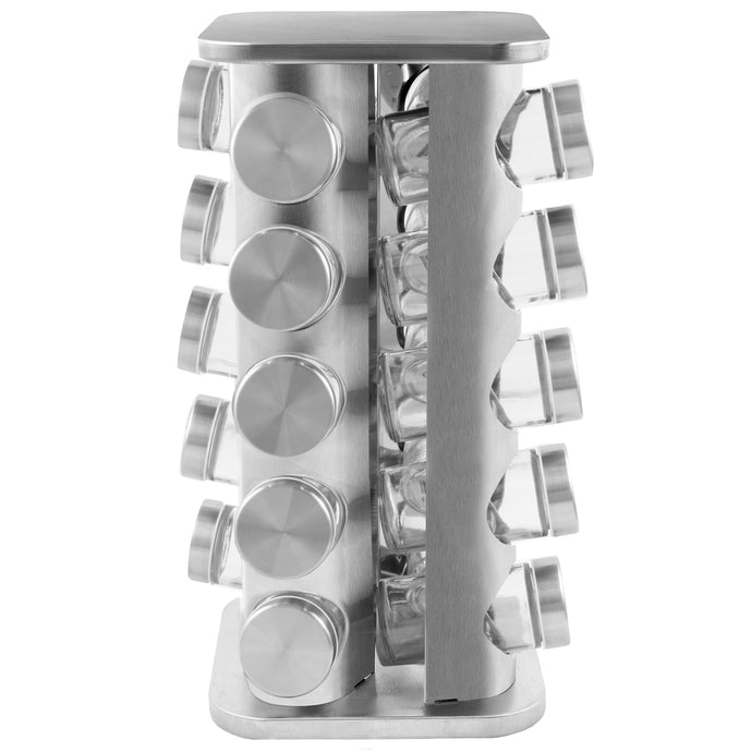 20 Jar Stainless Steel Spice Rack - No Spices - Stainless Steel Lids - My Spice Racks