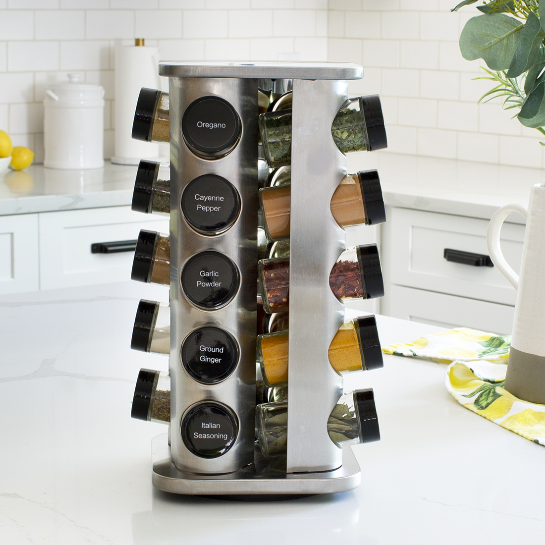 Orii 20 Jar Stainless Steel Rotating Spice Rack