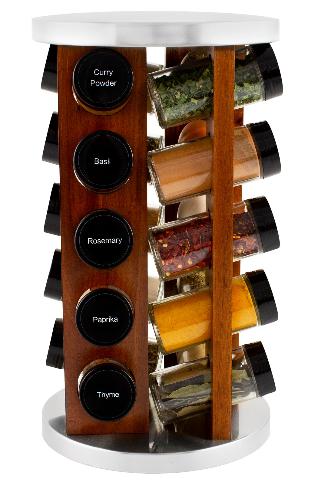 20 Jar Spice Rack in Dark Acacia Wood with Custom Spices - My Spice Racks